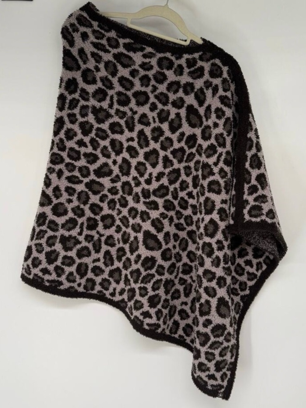 Barefoot Dreams Animal Print Poncho - Black and Cream